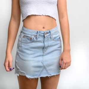 American Eagle Distressed Denim Mini Skirt
